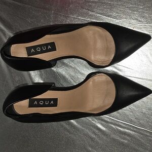 Aqua Black Pointed Toe Stiletto Pumps